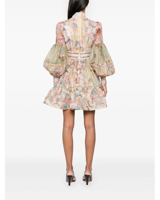 Zimmermann Pink Illustration Mirror Mini Dress