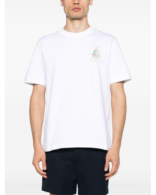 Casablancabrand T-shirt Van Biologisch Katoen Met Print in het White