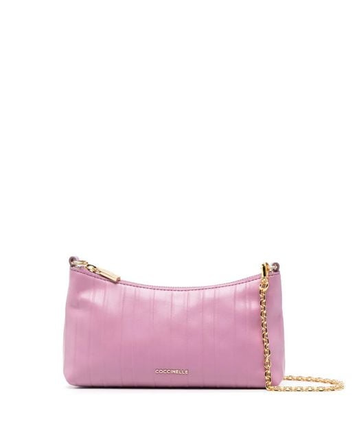 Coccinelle Pink Vertical Stripes Shoulder Bag