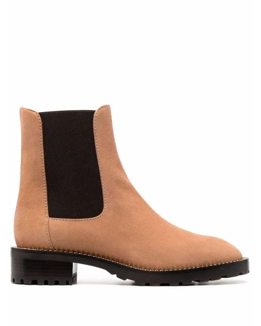 Stuart Weitzman Brown Suede Chain-link Chelsea Boots