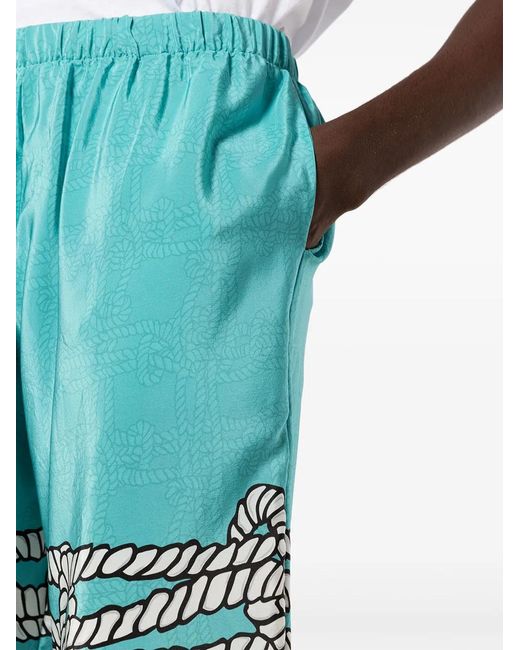 Amir Slama Blue Graphic-Print Silk Bermuda Shorts for men