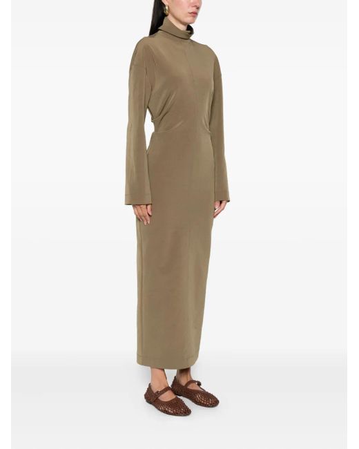 Nanushka Natural Jamson Draped Turtleneck Midi Dress