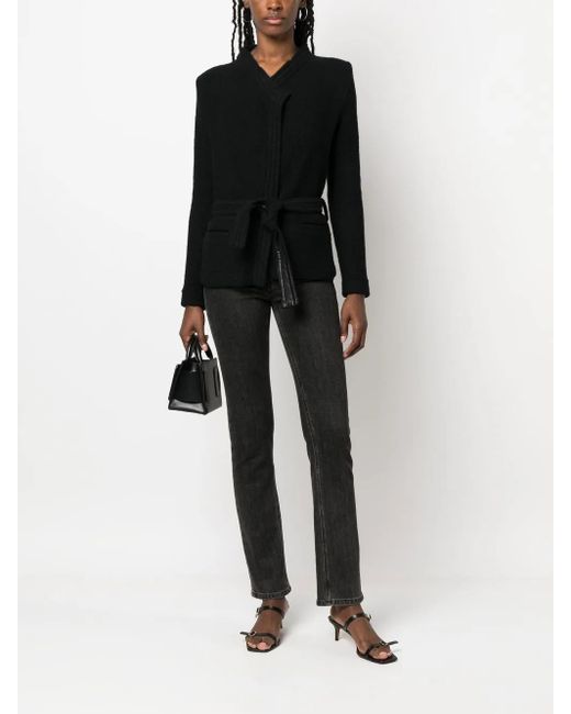 IRO Black Embossed-Finish Belted Jacket