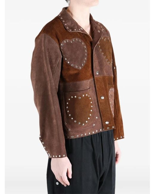 Bode Brown Heart-Detail Studded Overshirt for men