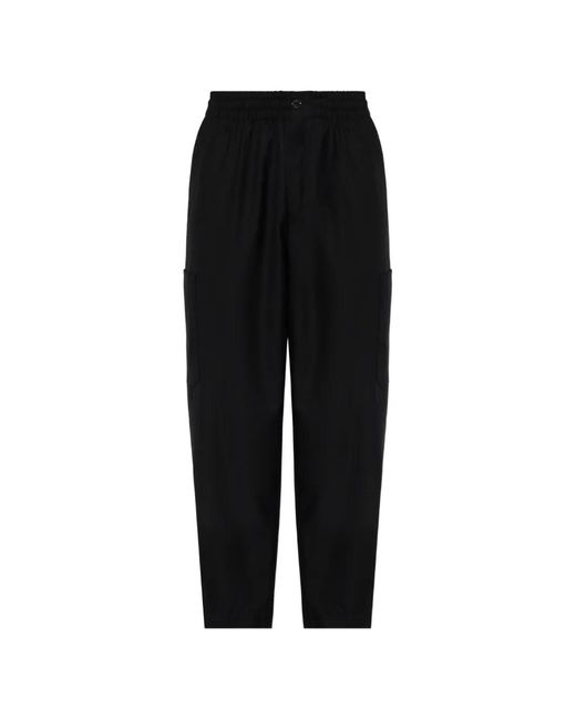KENZO Black Virgin Wool Straight-Leg Trousers for men