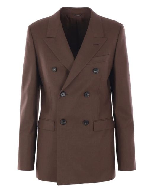 Loro Piana Brown Double-Breasted Wool Blazer