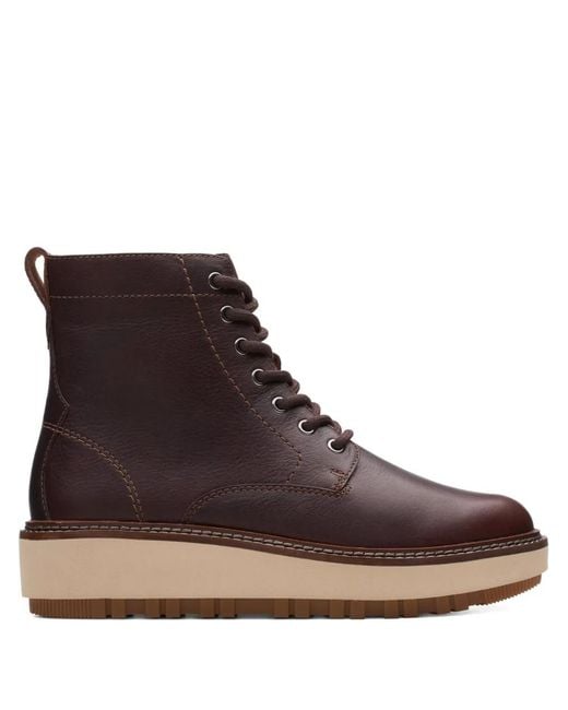 Clarks Brown Orianna Lace-Up Platform Sandals
