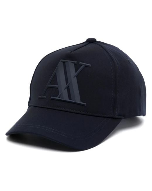 ARMANI EXCHANGE Blue Logo-Plaque Cap for men