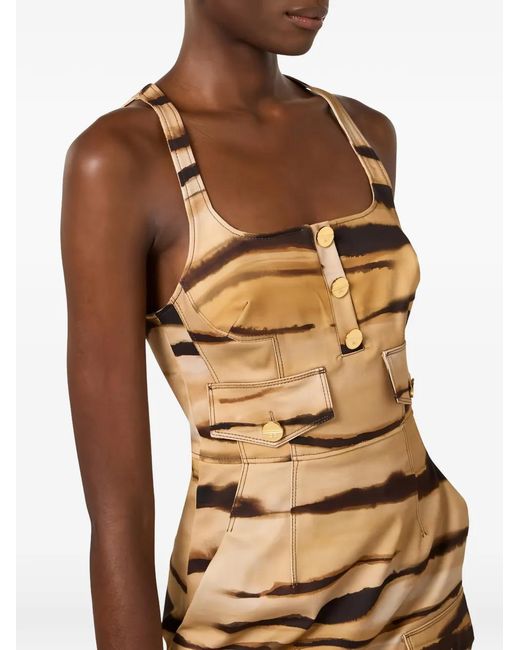 Elisabetta Franchi Natural Tiger-Print Mini Dress