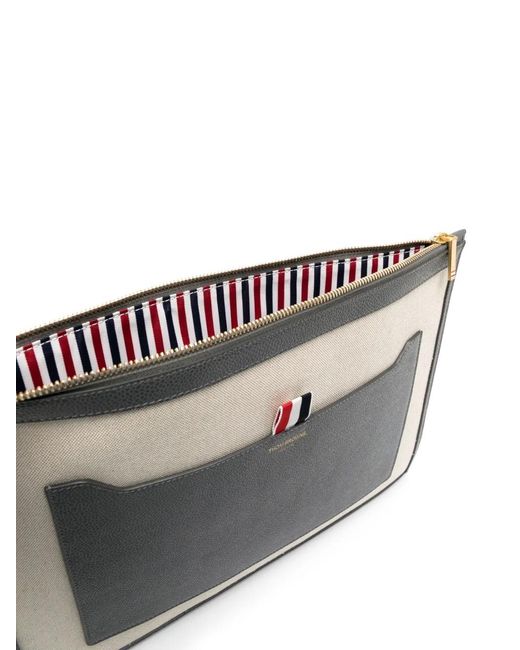 Thom Browne Black Two-Tone Canvas Document Holder for men