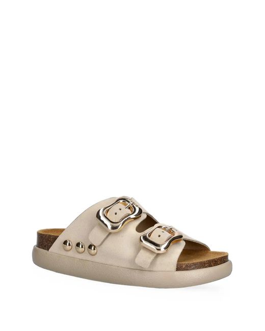 Scholl White Flora Studded Flat Sandals