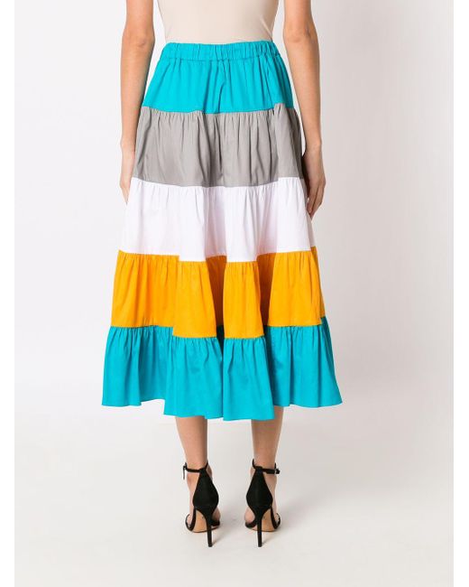 Olympiah Gray Stripe-pattern Flared Skirt