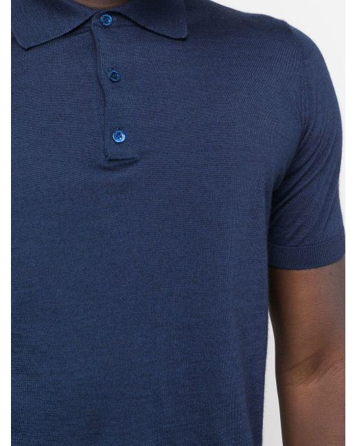 Colombo Blue Knitted Polo Shirt for men