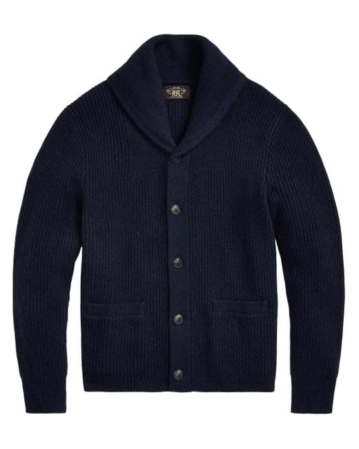RRL Blue Shawl-Collar Cardigan for men