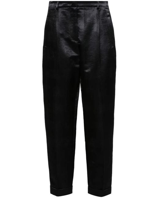 Giorgio Armani Black Houndstooth-Pattern Trousers