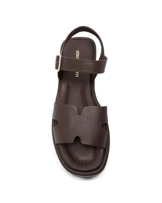 SERGIO MORETTI FIRENZE White Buckle-Fastening Leather Sandals