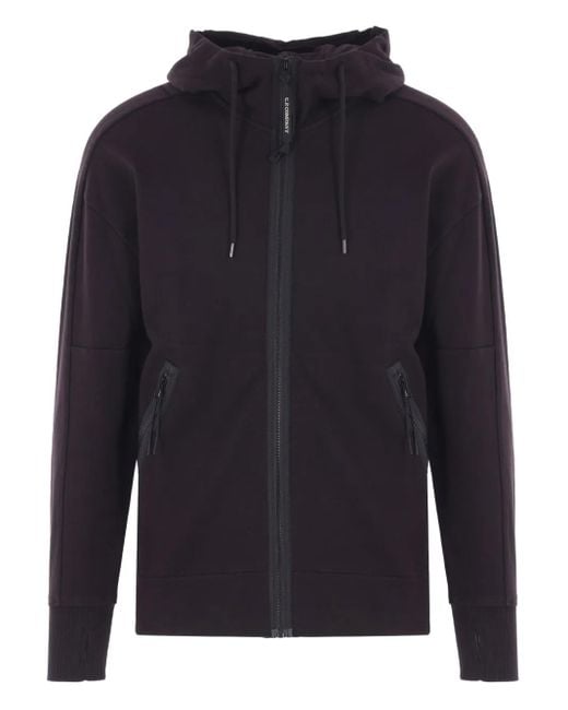 C P Company Blue Goggle-Detail Zip-Up Hoodie for men