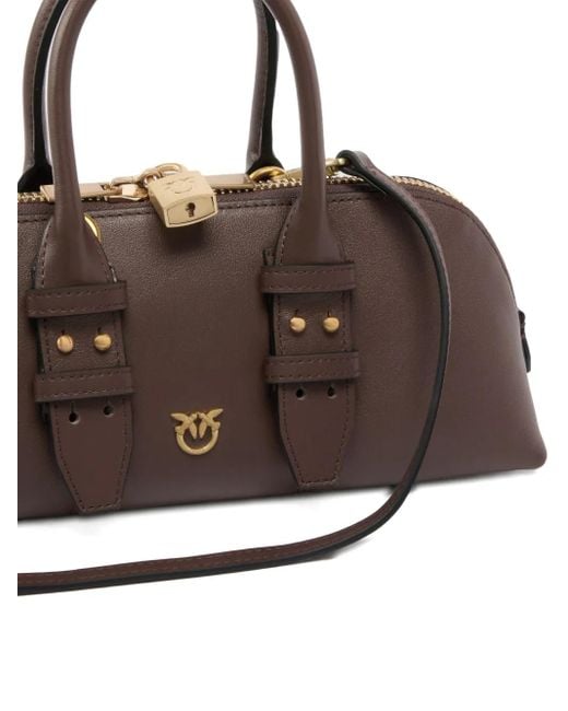 Pinko Brown Leather Top-Handle Tote Bag