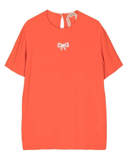 N°21 Orange Bow-detail T-shirt