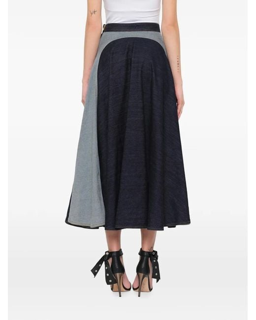 Lanvin Blue Panelled Midi Denim Skirt