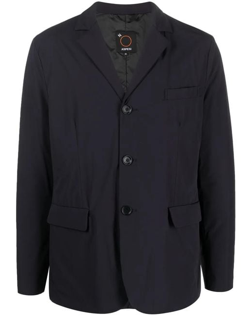 Aspesi Blue Paperino Single-Breasted Blazer for men