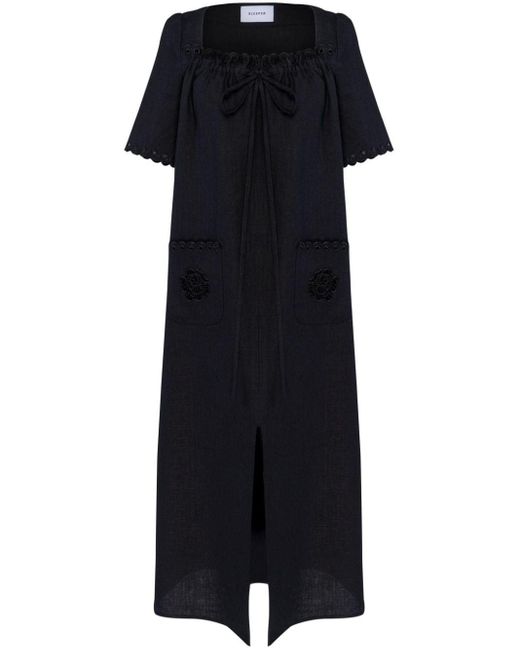 Sleeper Black Sofia Embroidered Linen Dress