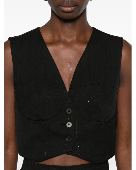 Chaleco Con Lentejuelas Sandro de color Black