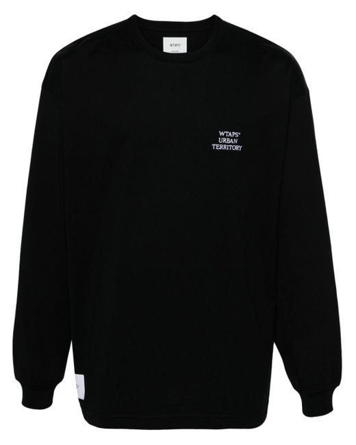 (w)taps Black Logo-embroidered Long-sleeve T-shirt for men