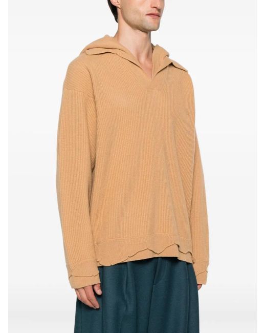 Laneus Natural Ribbed Hoodie for men