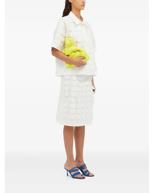 MSGM White Circle-Appliqué Wrap Mini Skirt