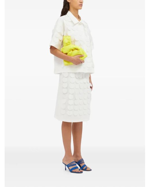MSGM White Circle-Appliqué Wrap Mini Skirt