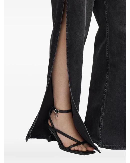 Karl Lagerfeld Black Split-Hem High-Rise Jeans