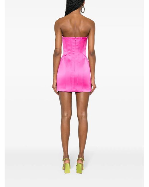 GIUSEPPE DI MORABITO Pink Strapless Satin Mini Dress
