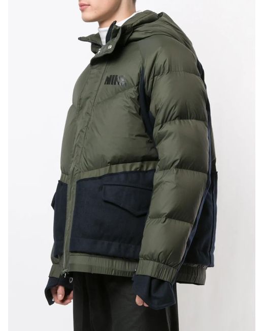 Nike Green Panelled Puffer Jacket for men