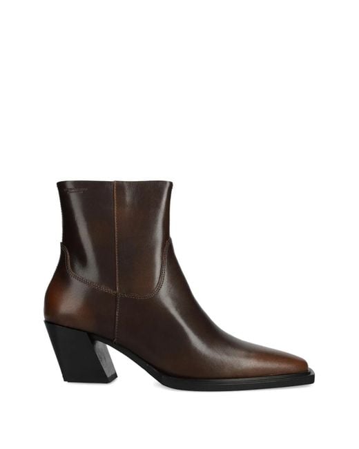 Vagabond Brown Alina Square-Toe Leather Boots