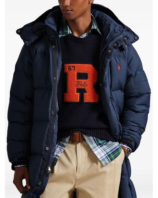 Polo Ralph Lauren Blue Hooded Insulated Bomber Coat for men
