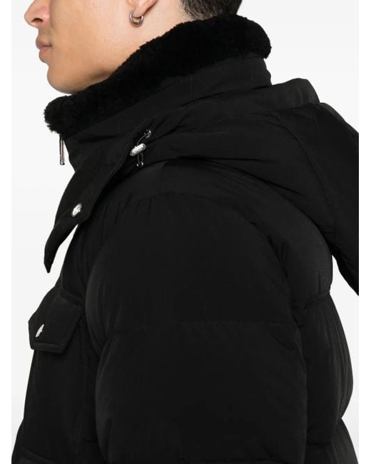 Moorer Black Hooded Quilted Jacket for men