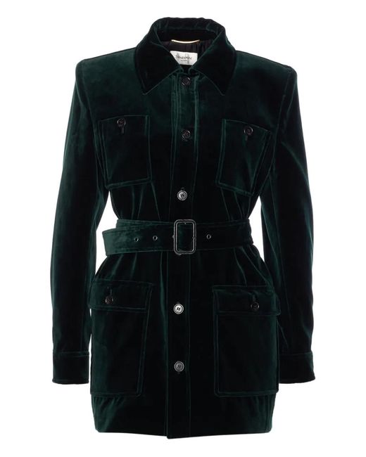 Saint Laurent Green Sahariana Velvet Blazer