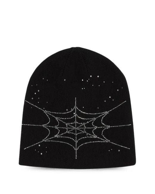 Berretto Con Strass di Sp5der in Black da Uomo