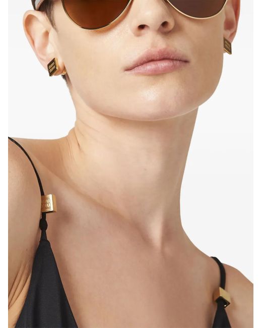 Miu Miu Badpak Met Logoplakkaat in het Black