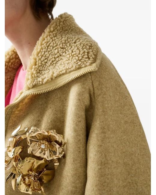 Miu Miu Natural Jacke Aus Shearling Mit Reißverschluss