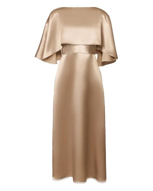 Fabiana Filippi Natural Caped Slip Midi Dress