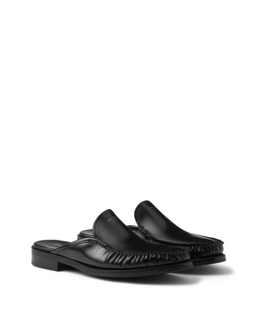 Prada Black Leather Mules