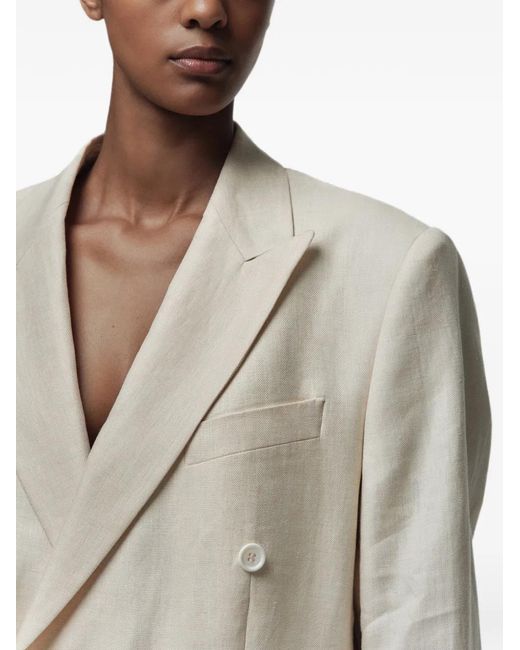 CAYET White Rasha Double-Breasted Longline Blazer