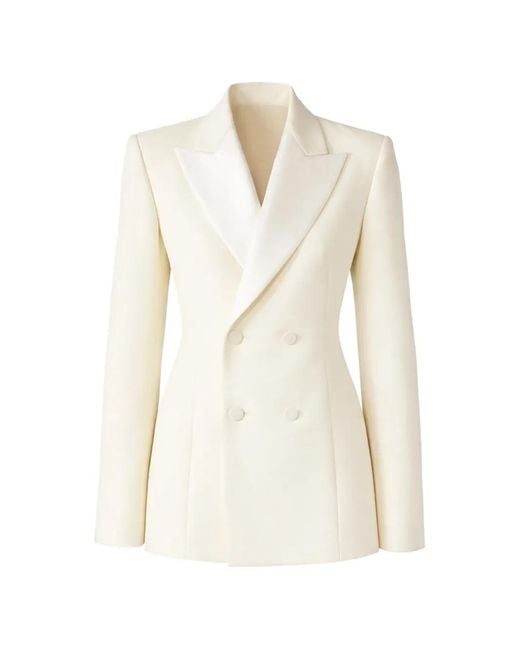 Sa Su Phi White Double-Breasted Peak-Lapels Blazer