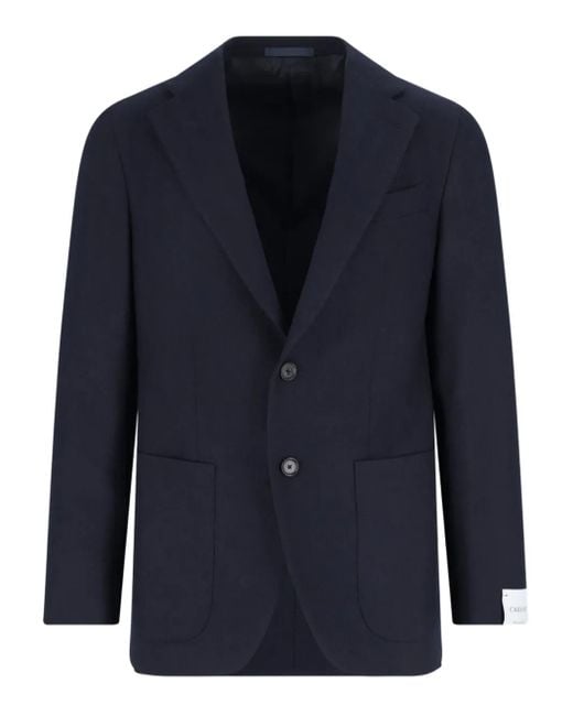 Caruso Blue Single-Breasted Blazer for men