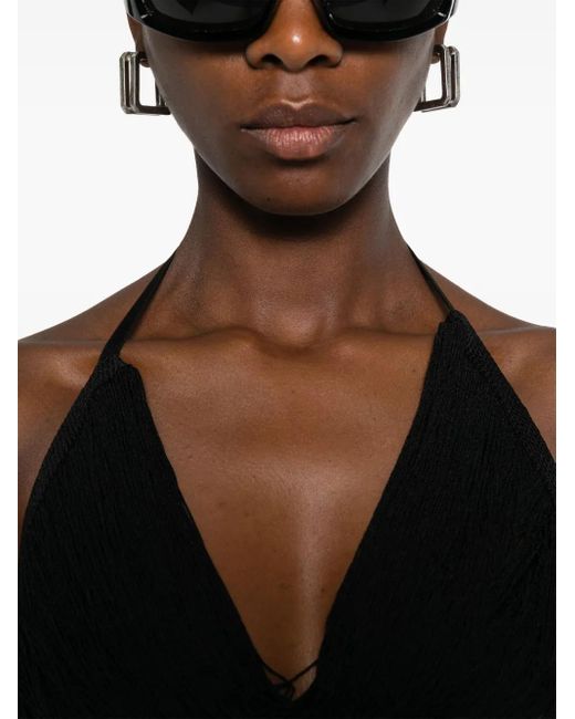 The Attico Black Multi-Strings Crop Top