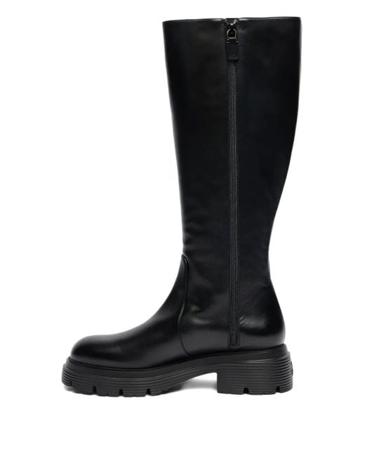 Stuart Weitzman Black 40Mm Hudson Lug Sole Lite Zip Boots