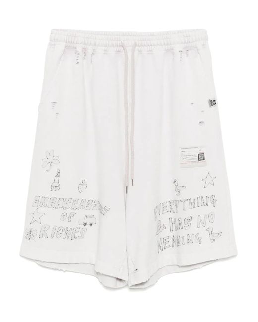 Maison Mihara Yasuhiro White Bleached Graffiti-Print Shorts for men