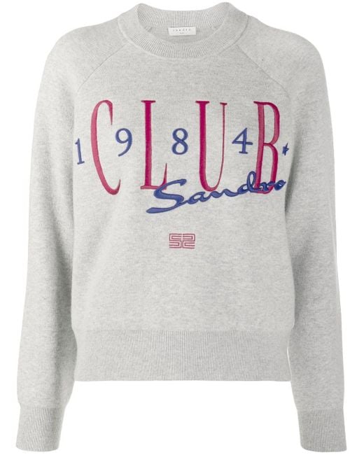 Sandro Gray Club 1984 Embroidered Jumper